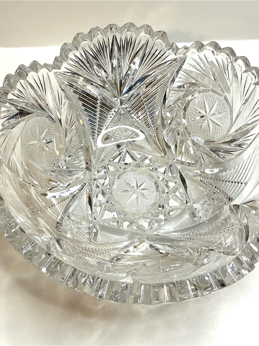 Pressed Cut Crystal Decorative Bowl - Clear